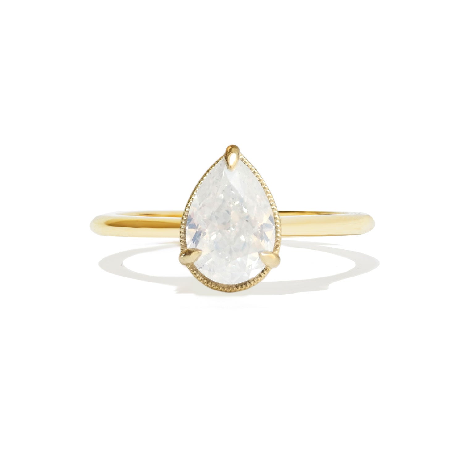 Opalescent Pear Diamond Solitaire Ring