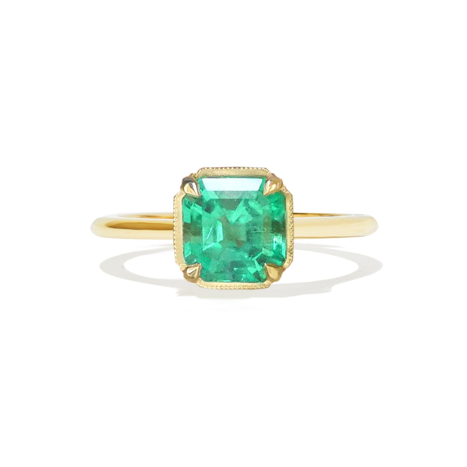 Asscher Cut Colombian Emerald Solitaire