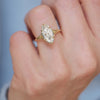 A gorgeous lab-grown marquise cut diamond takes center stage in this split shank solitaire ring.