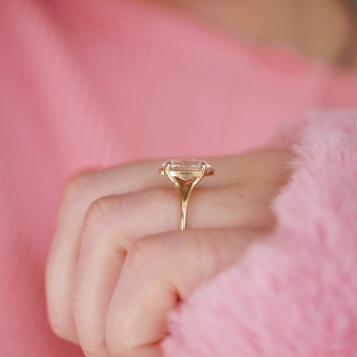Split Shank Oval Diamond Solitaire Ring
