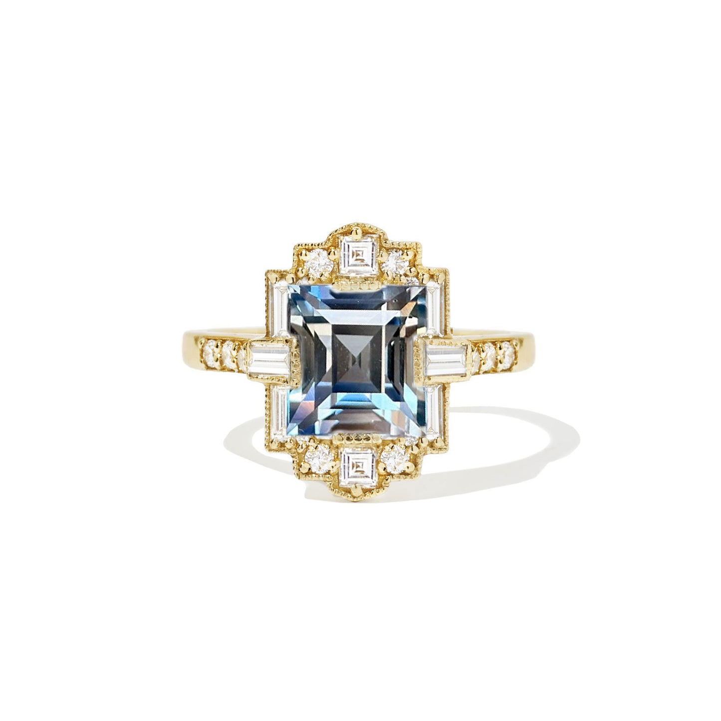 2.20 Carre Cut Blue White Bi-Color Sapphire
