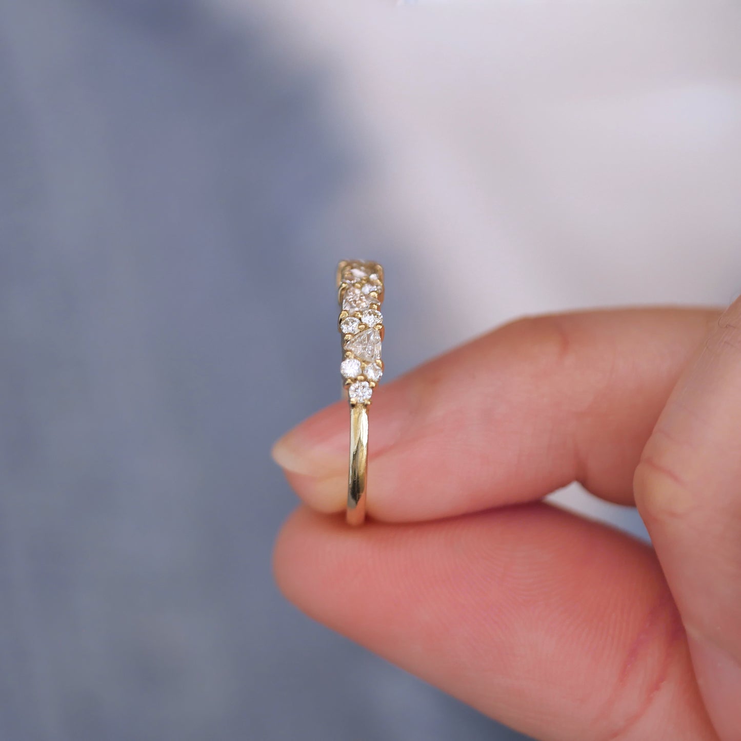 Trillion & Round Diamond Mosaic Band