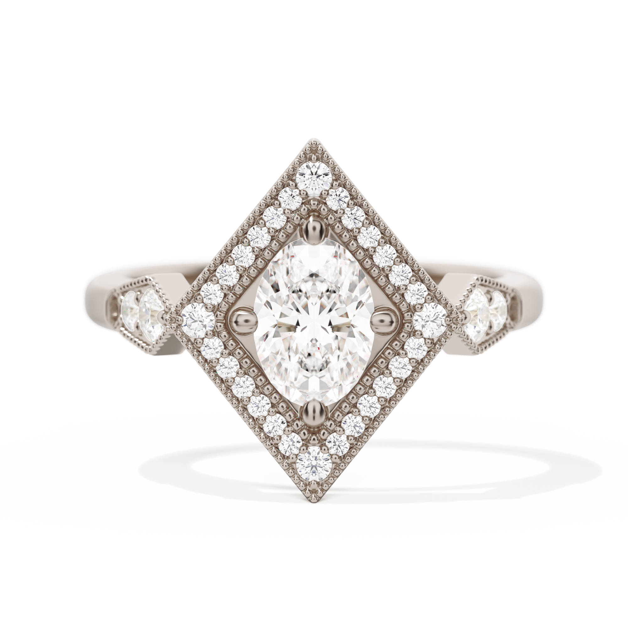 Diamond Shape Halo Oval