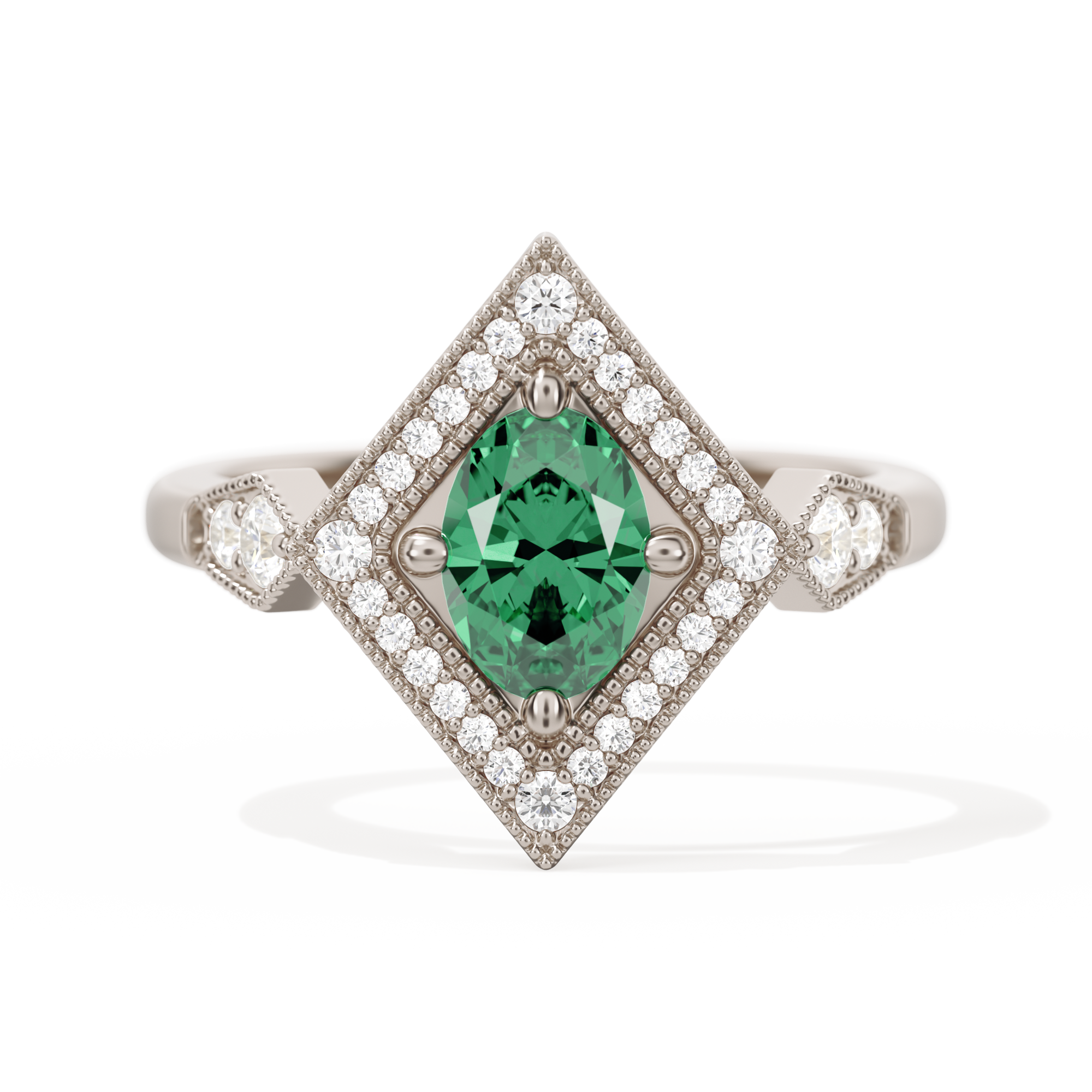 Diamond Shape Halo Oval