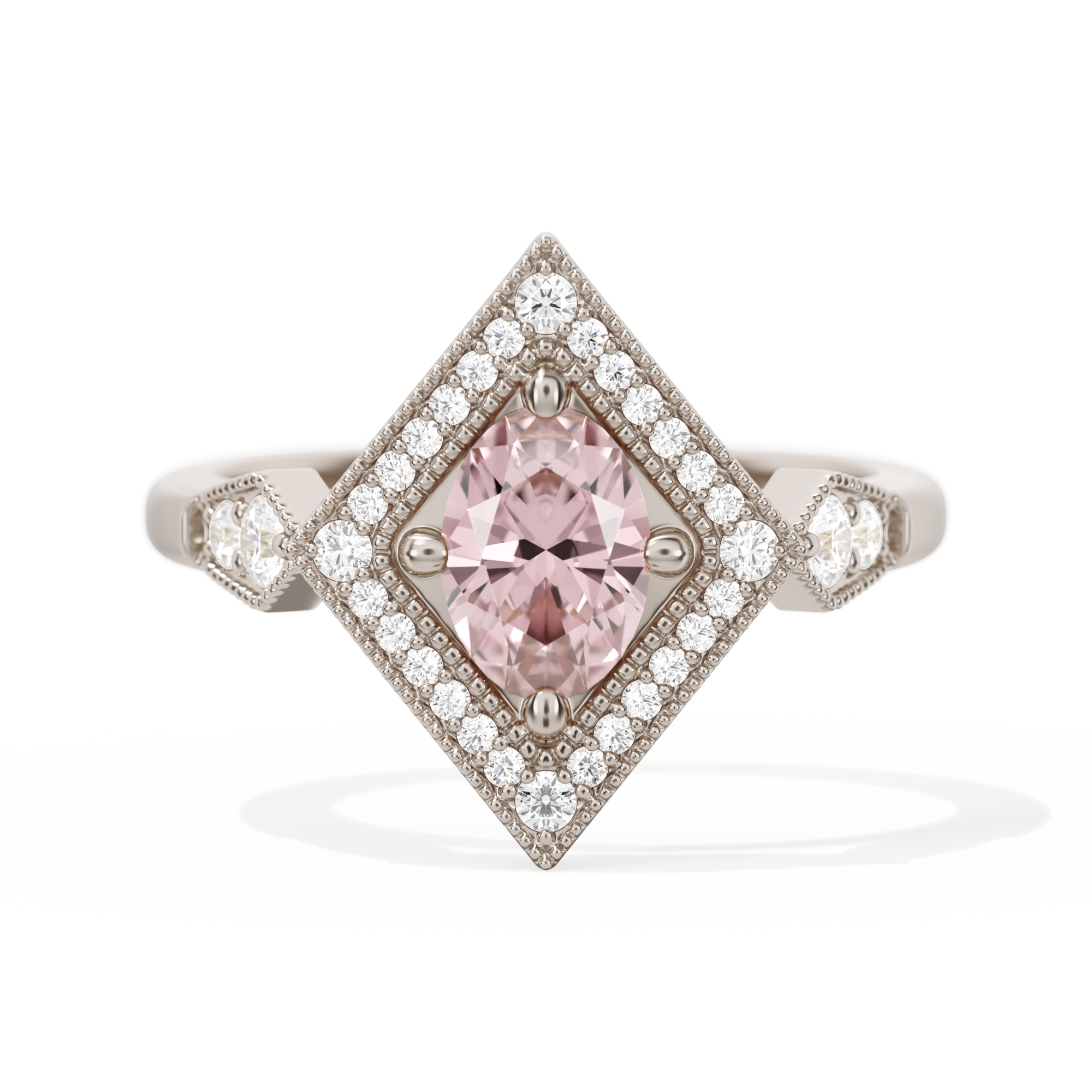 Diamond Shape Halo Oval