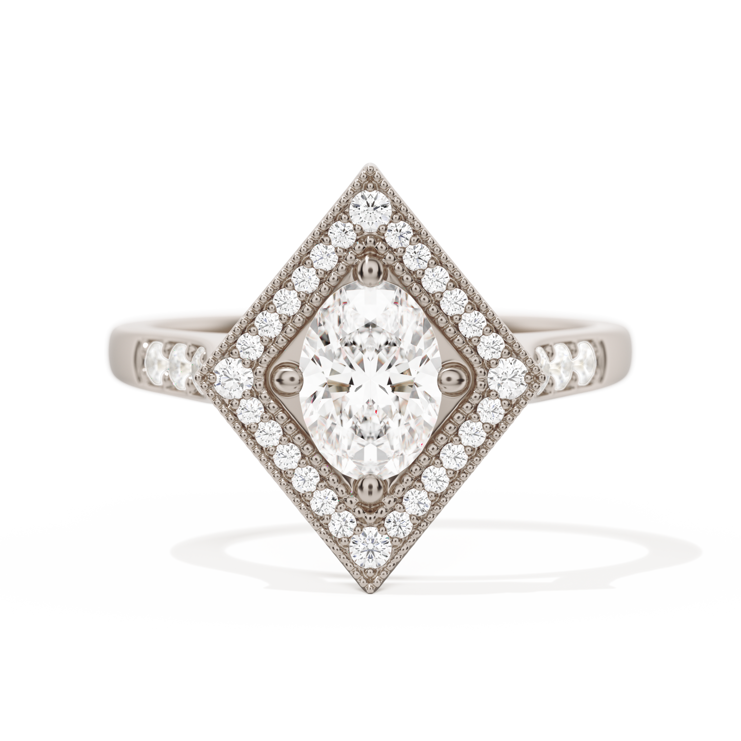 Diamond Shape Halo Oval