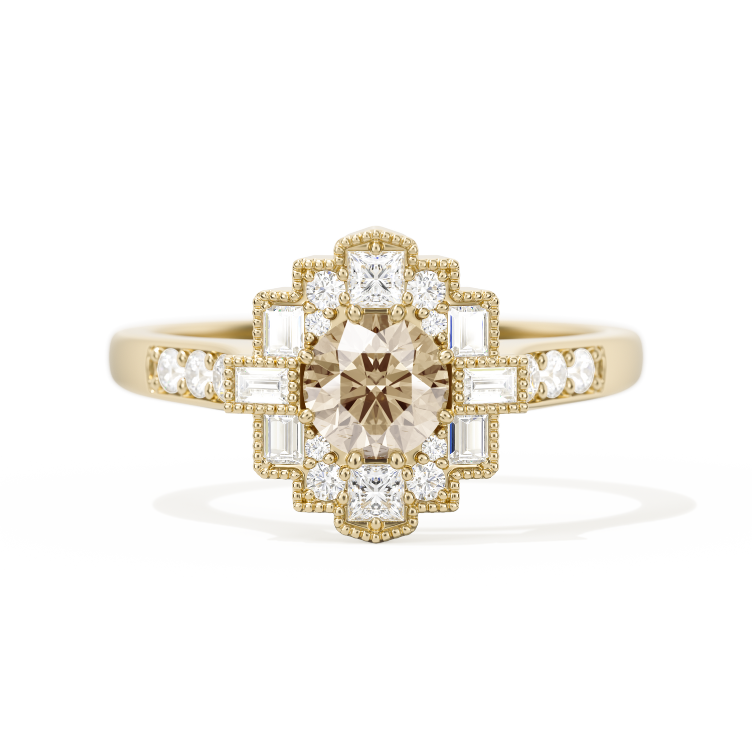 Square Deco with Round Brilliant Cut