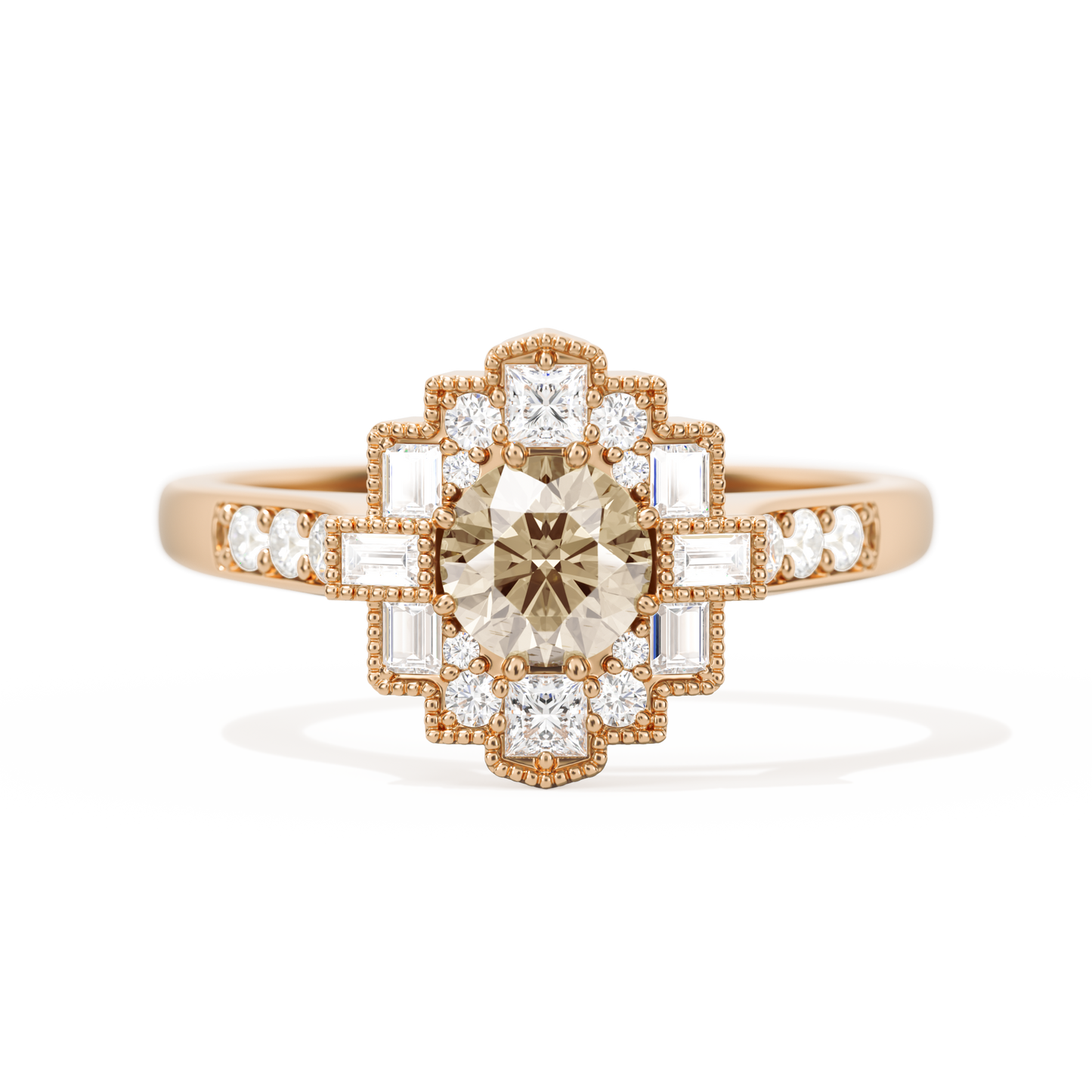 Square Deco with Round Brilliant Cut