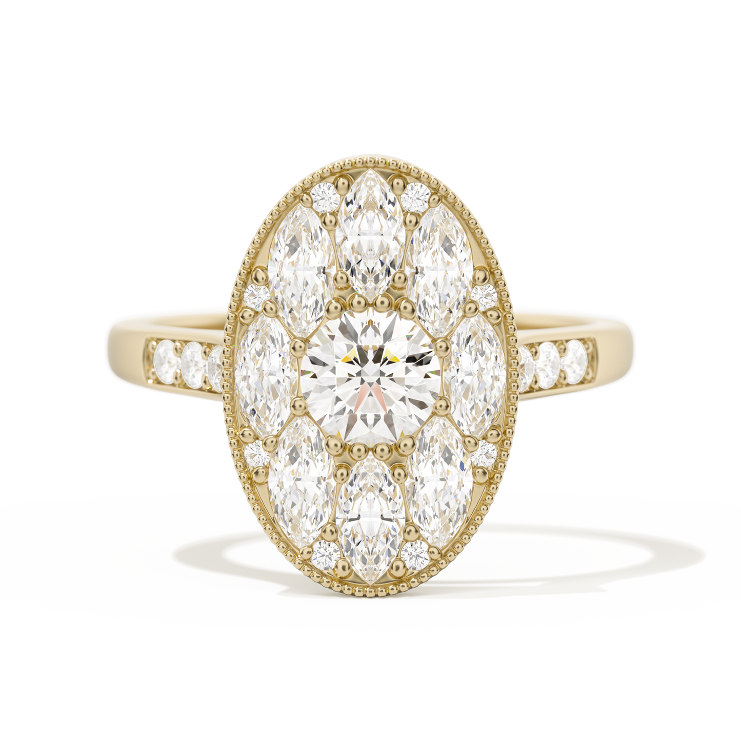 Round with Feather Marquise