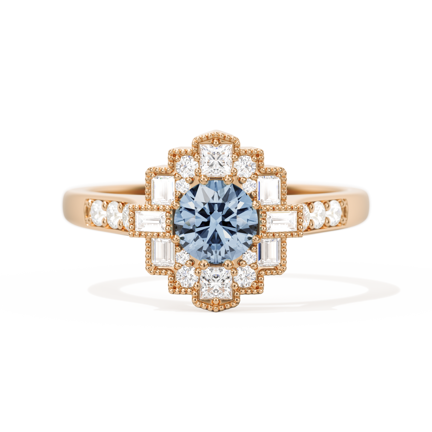 Square Deco with Round Brilliant Cut