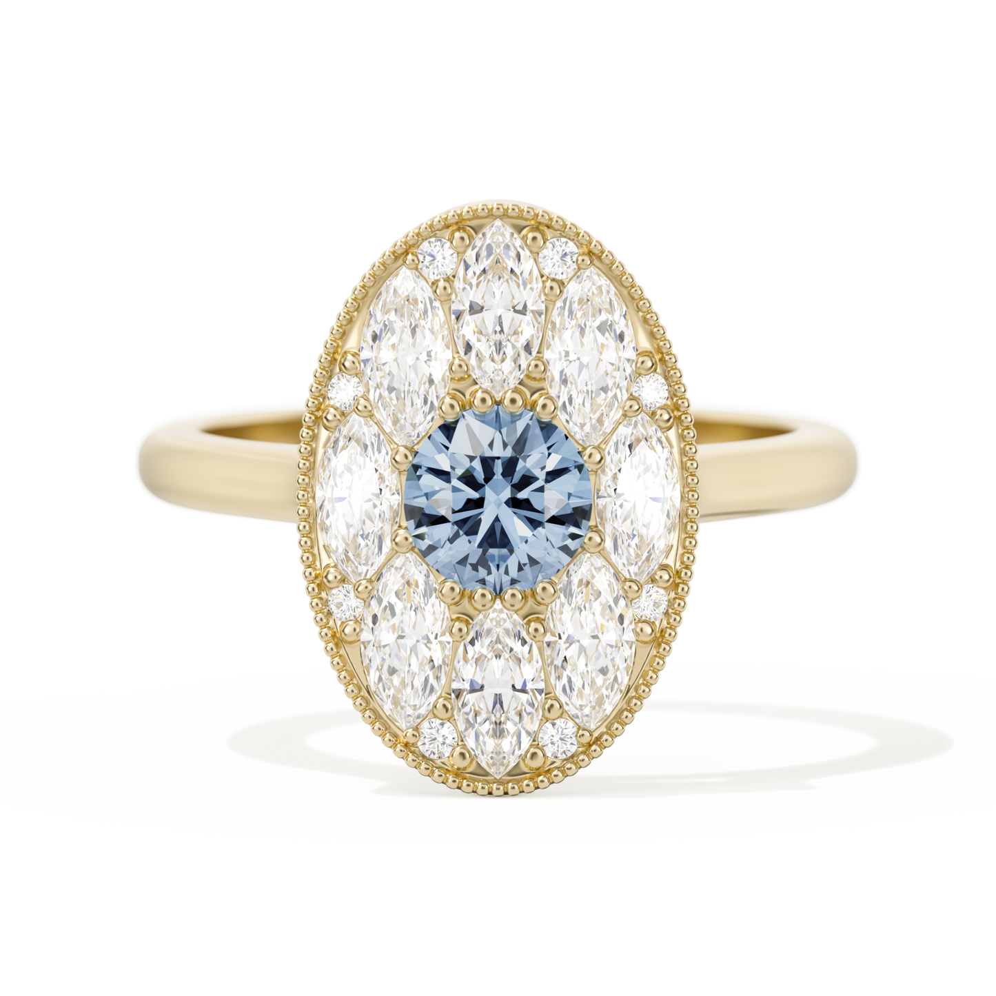 Round with Feather Marquise