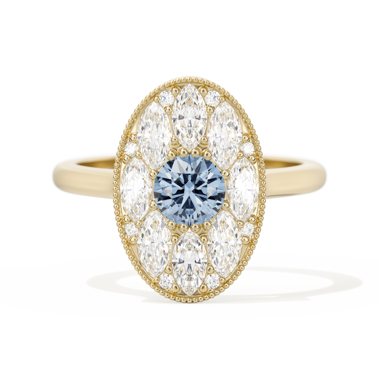 Round with Feather Marquise