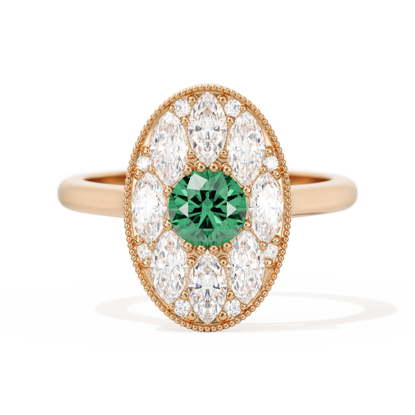 Round with Feather Marquise