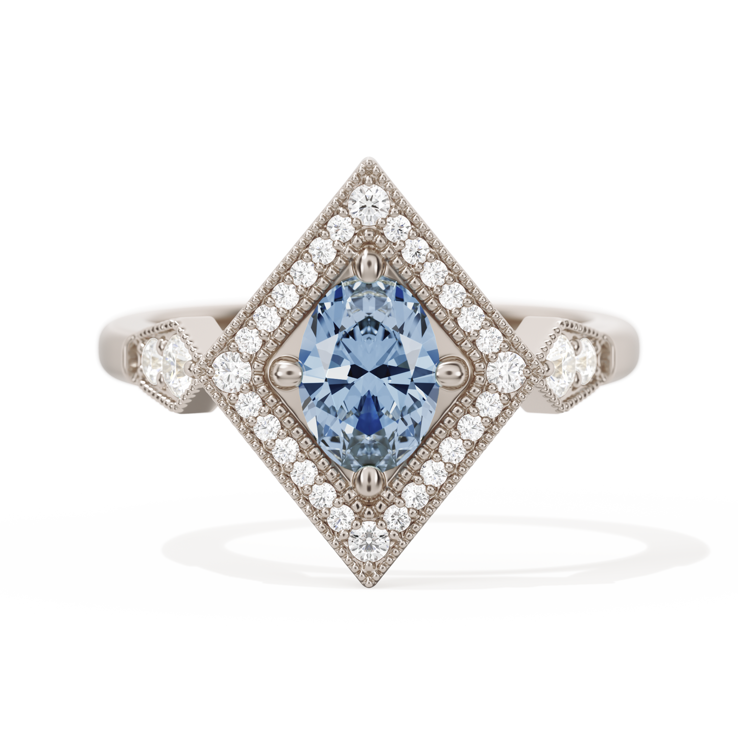Diamond Shape Halo Oval