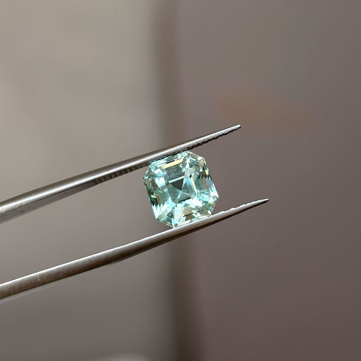 3.01 Square Emerald Cut Mint Green Aquamarine