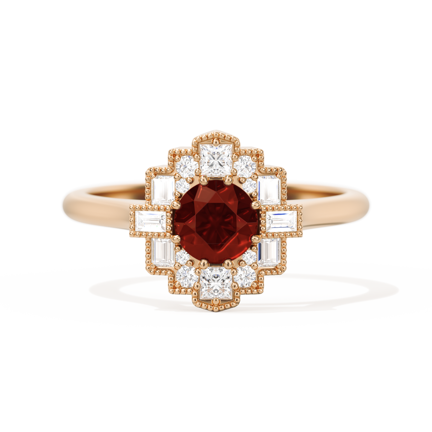 Square Deco with Round Brilliant Cut