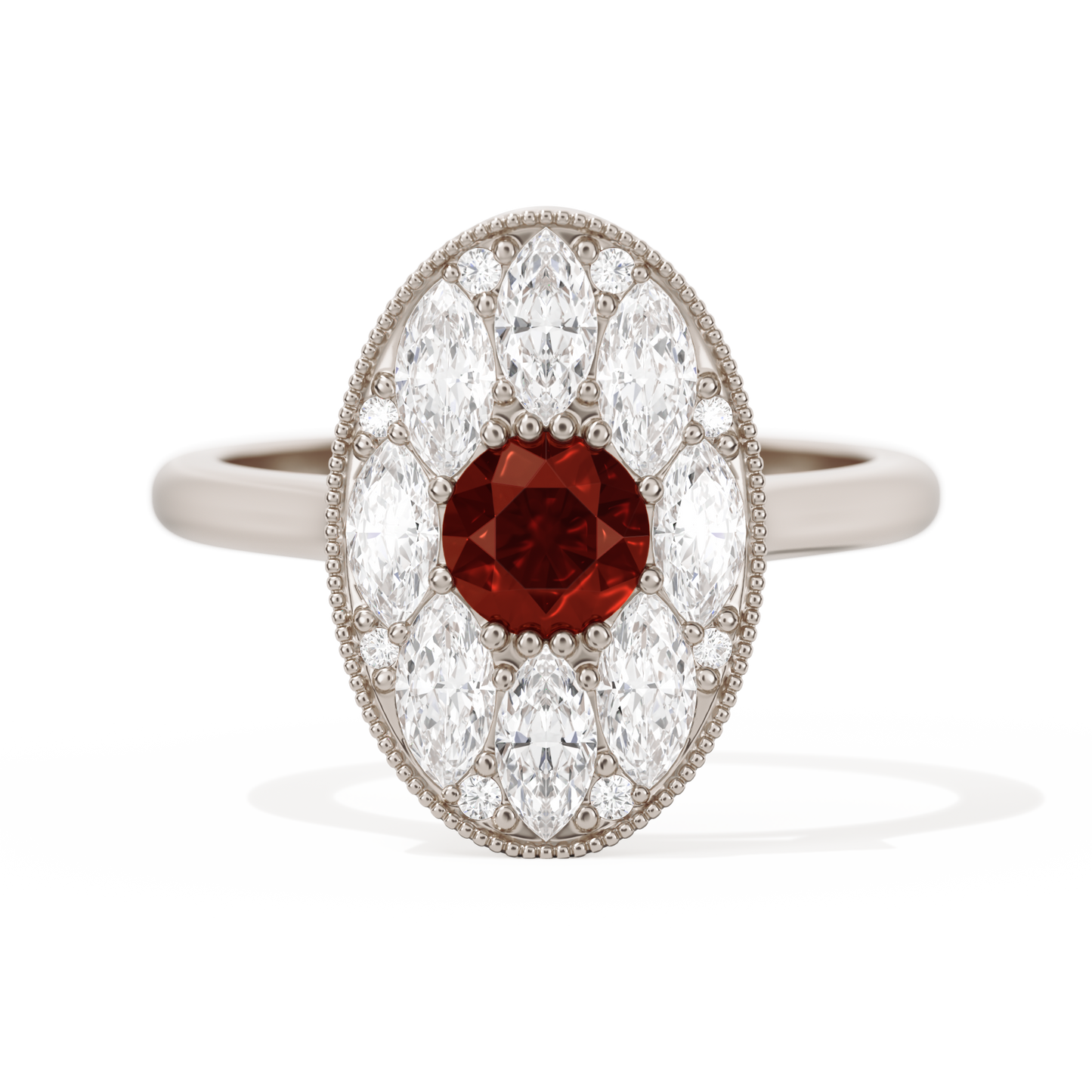 Round with Feather Marquise