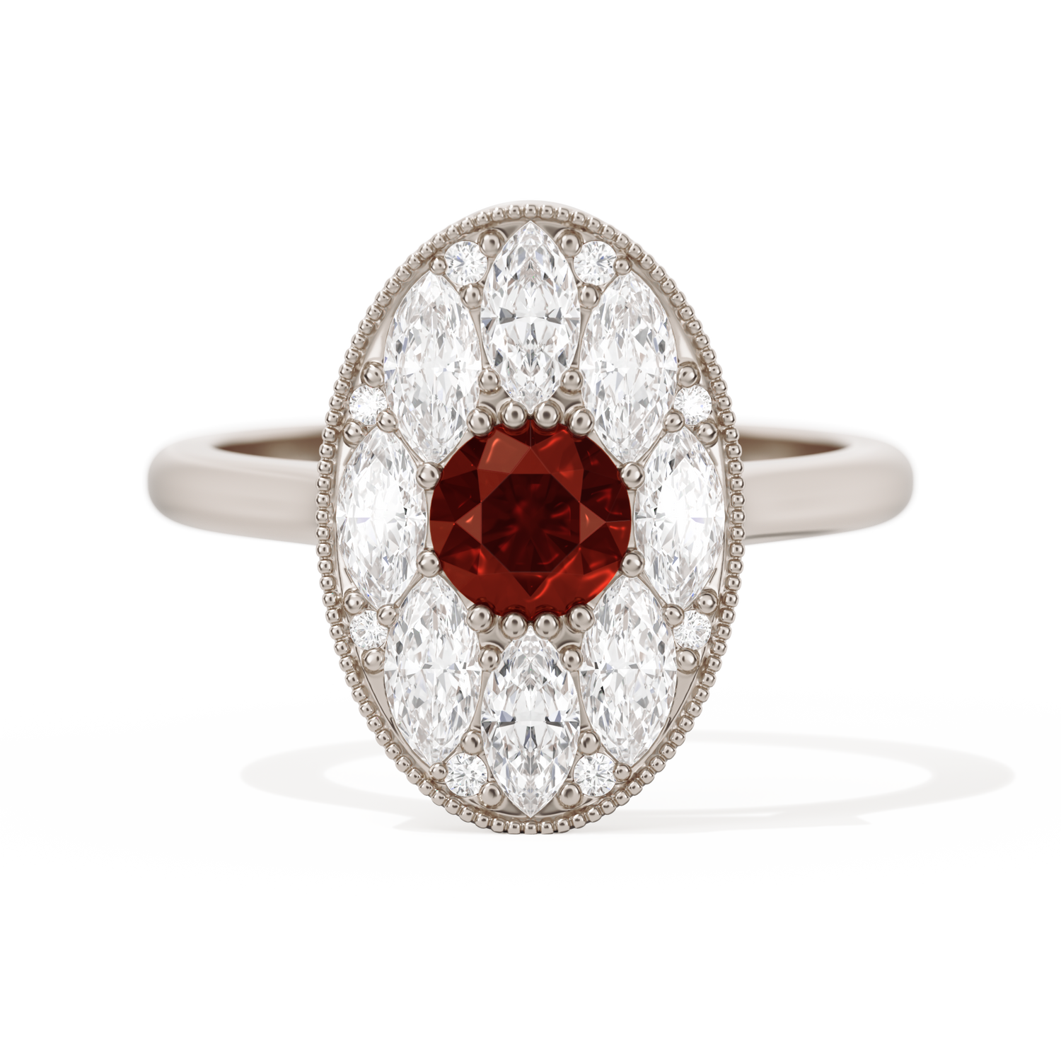Round with Feather Marquise