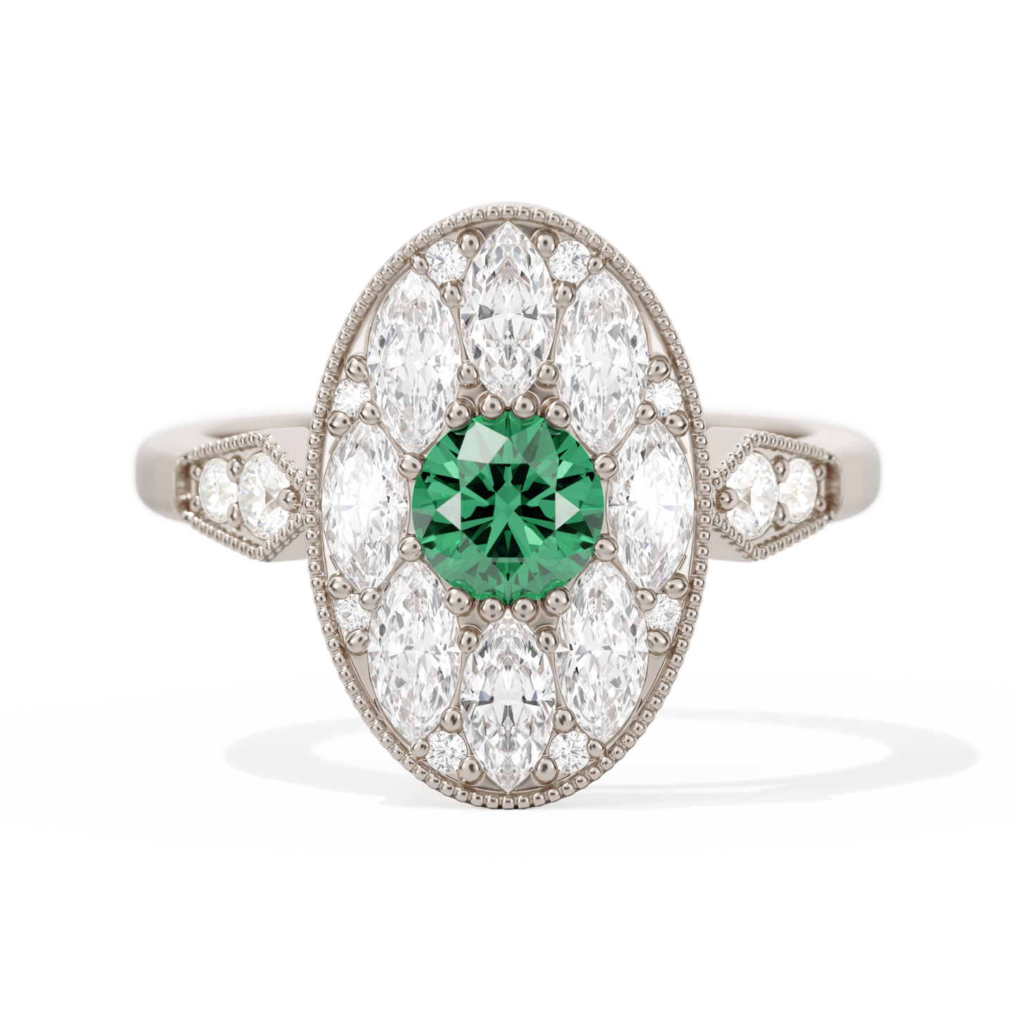 Round with Feather Marquise