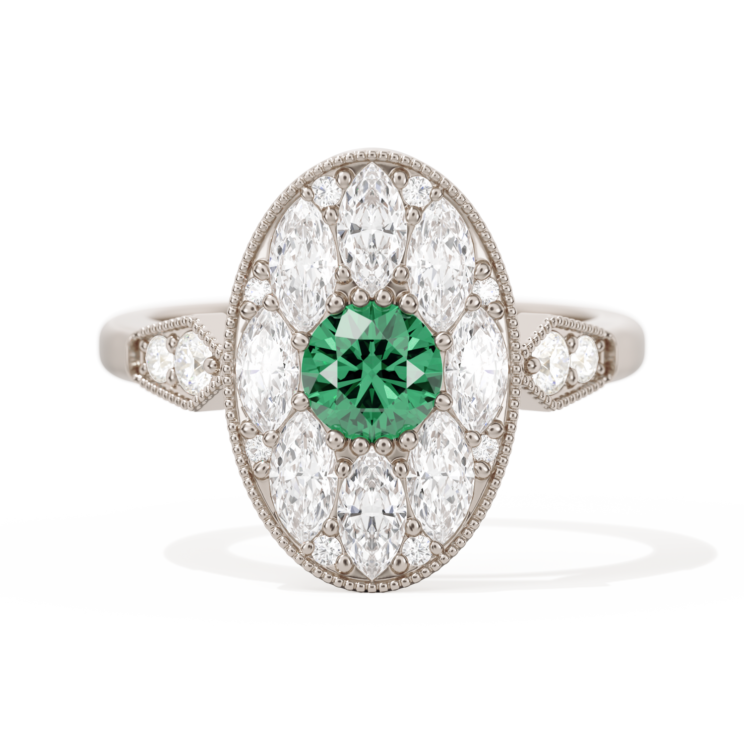 Round with Feather Marquise