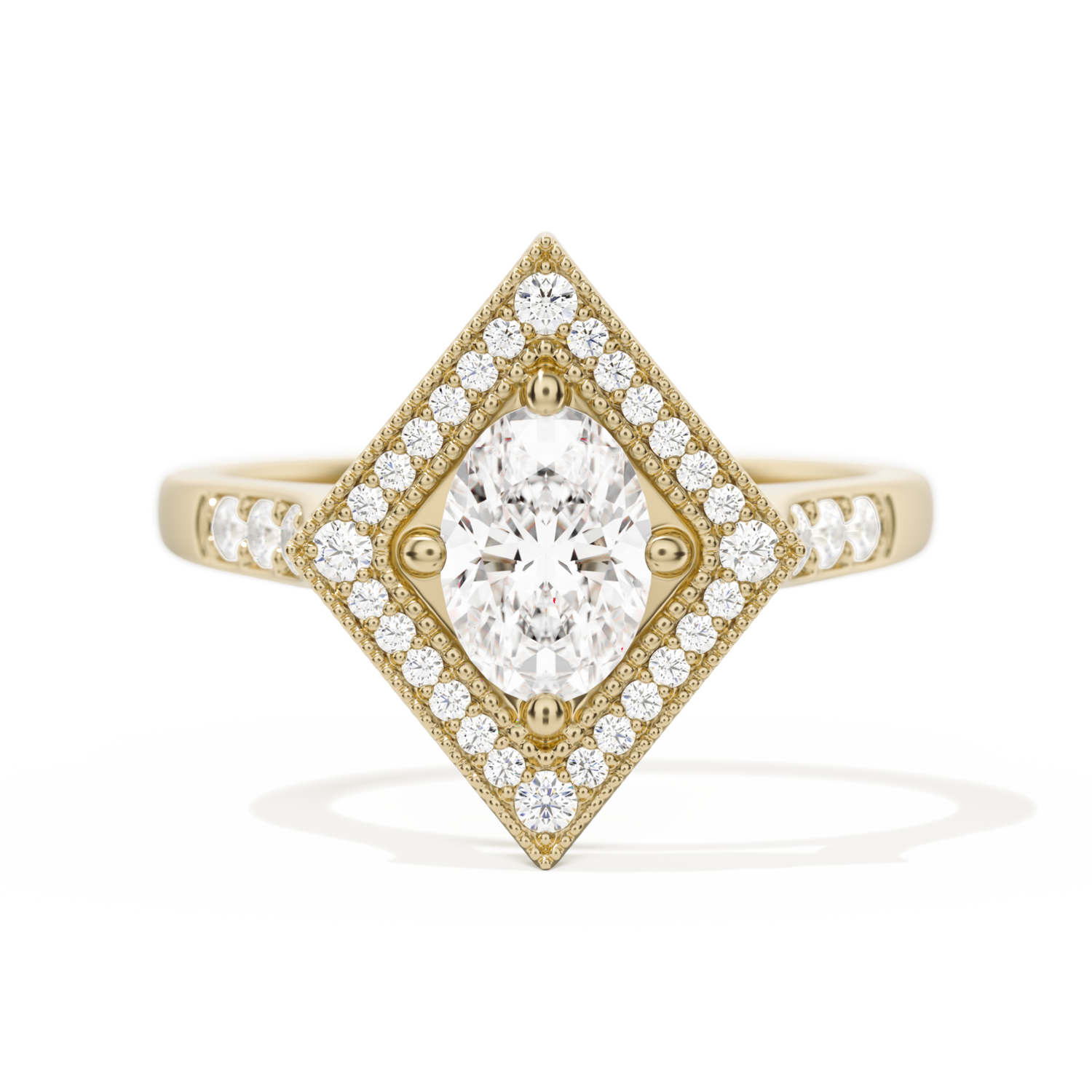 Diamond Shape Halo Oval