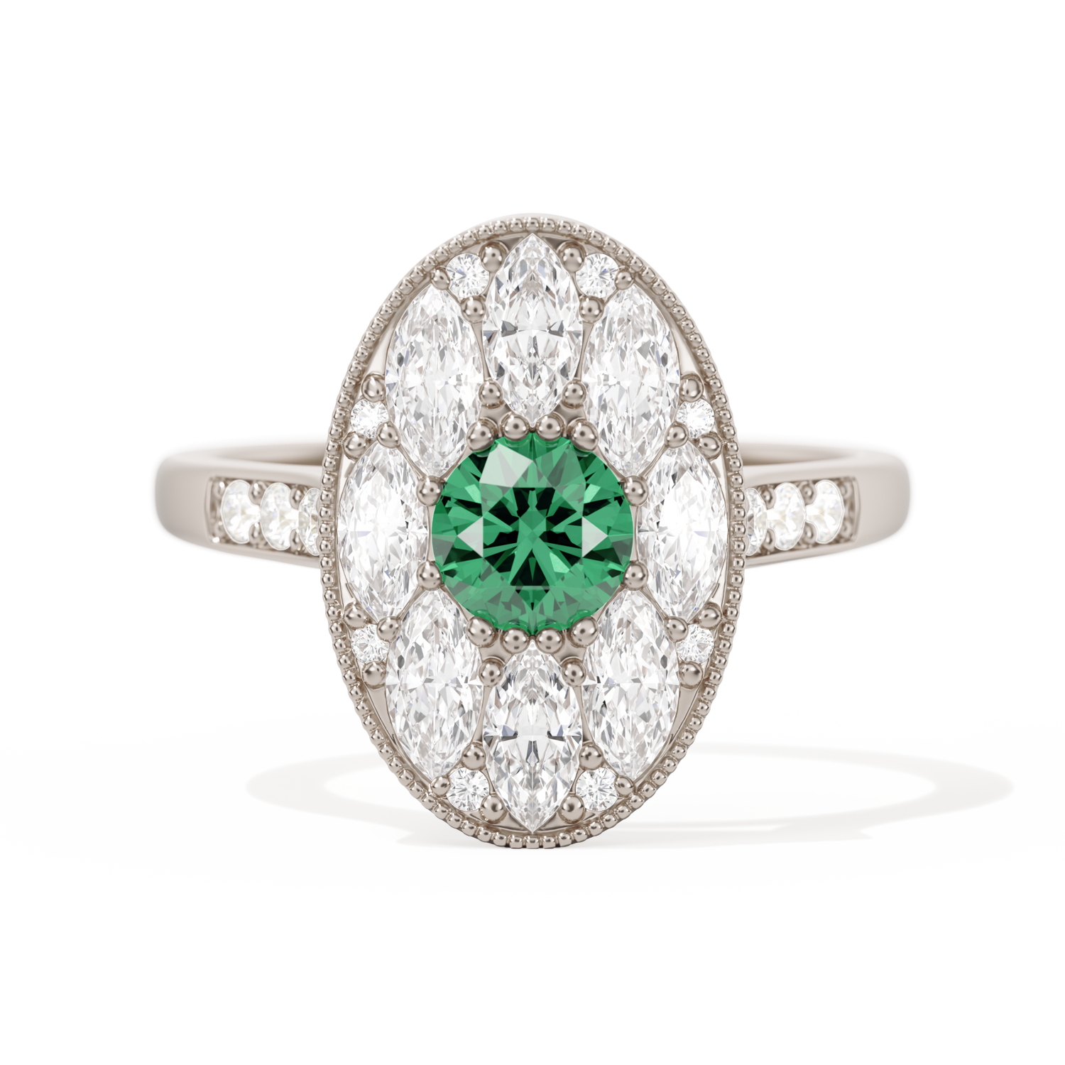 Round with Feather Marquise