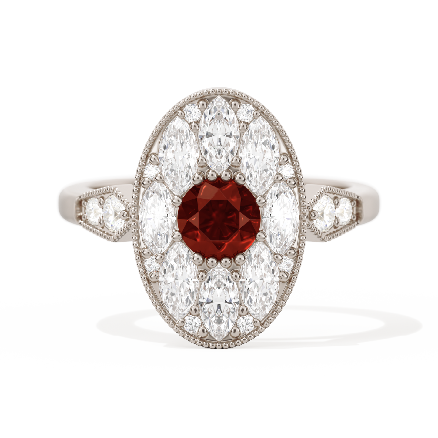 Round with Feather Marquise