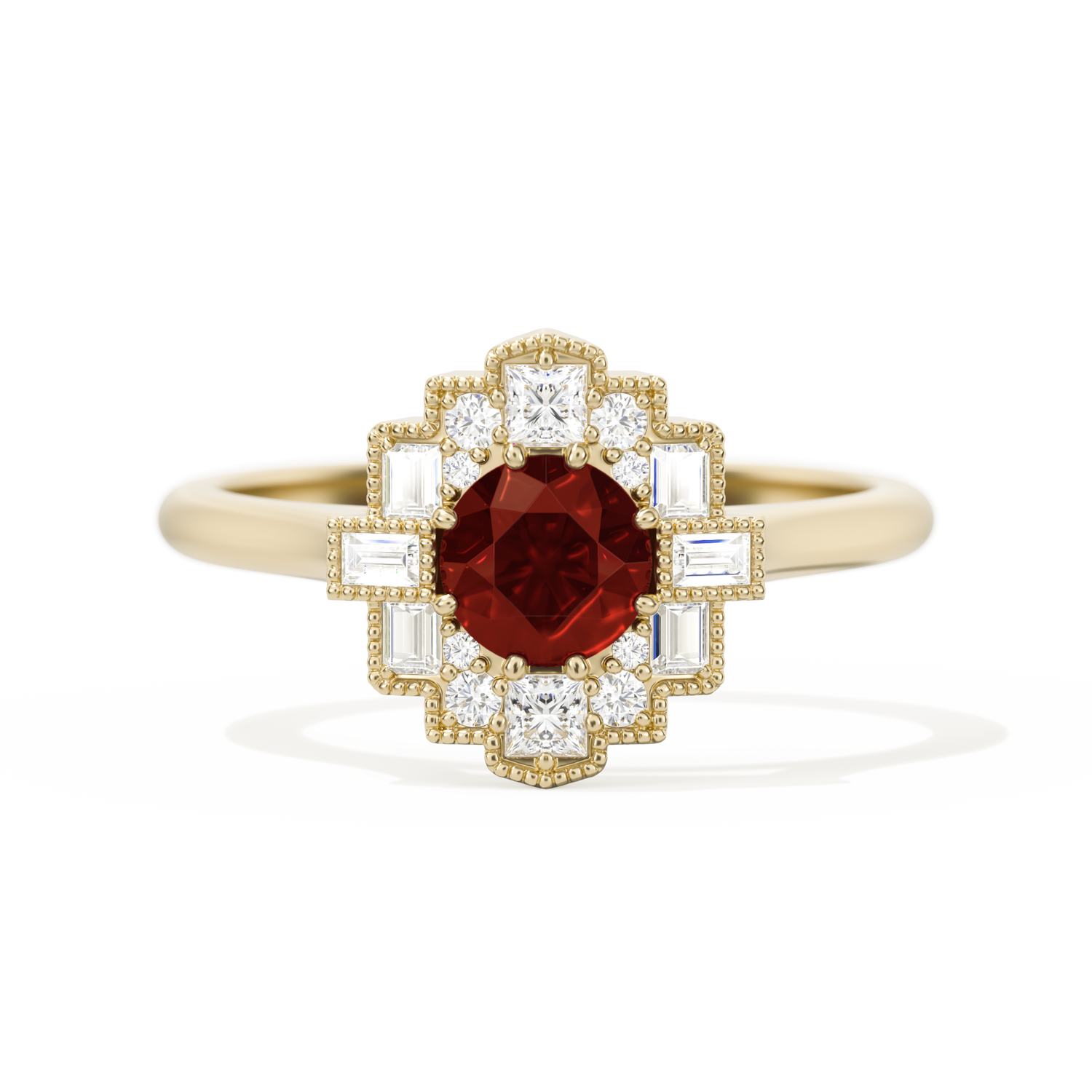 Square Deco with Round Brilliant Cut