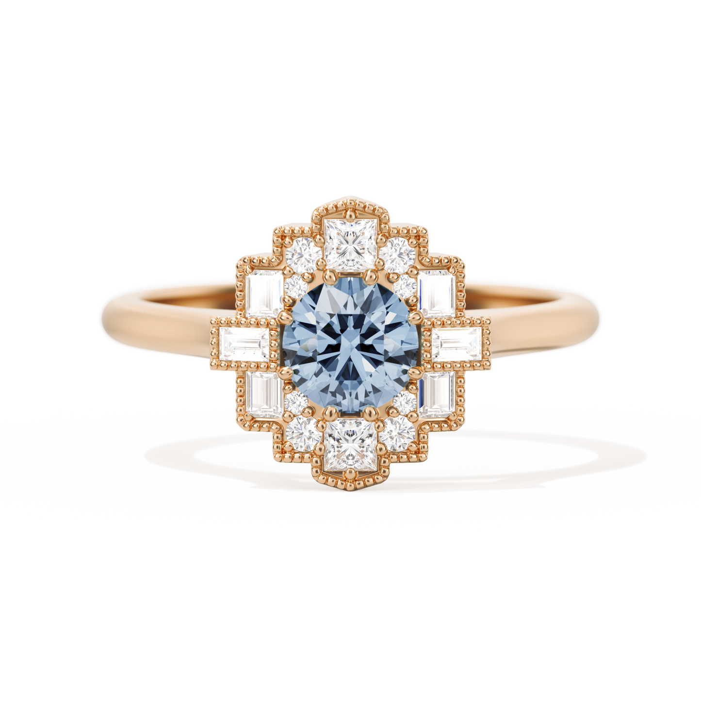 Square Deco with Round Brilliant Cut