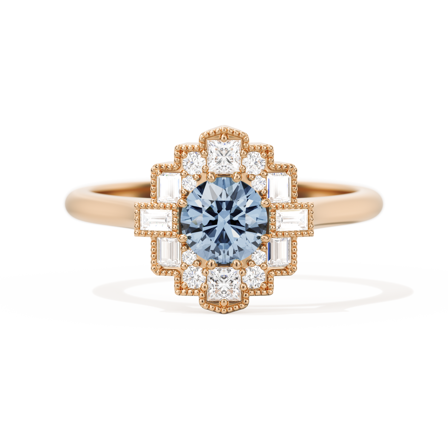 Square Deco with Round Brilliant Cut