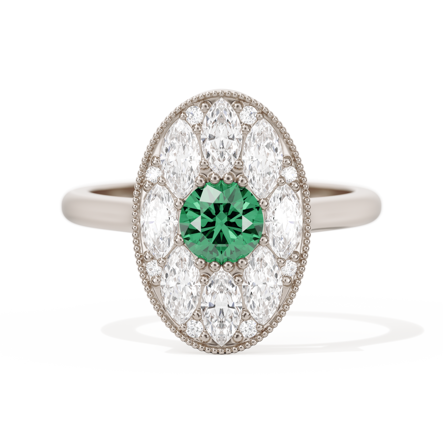 Round with Feather Marquise