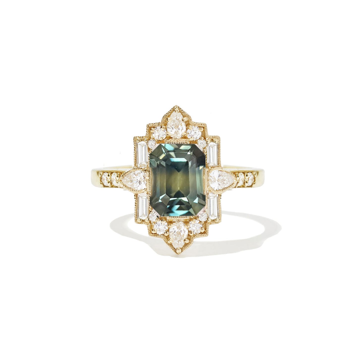2.25 Emerald Cut Bi Color Green Yellow Sapphire