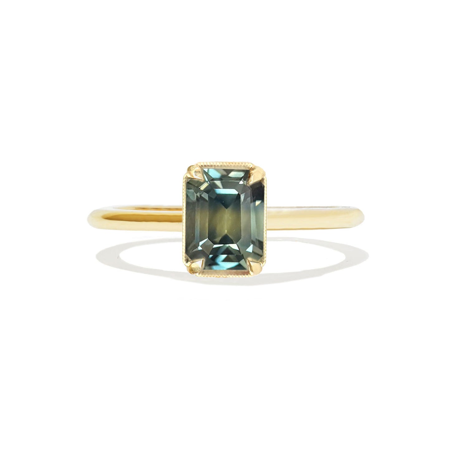 2.25 Emerald Cut Bi Color Green Yellow Sapphire