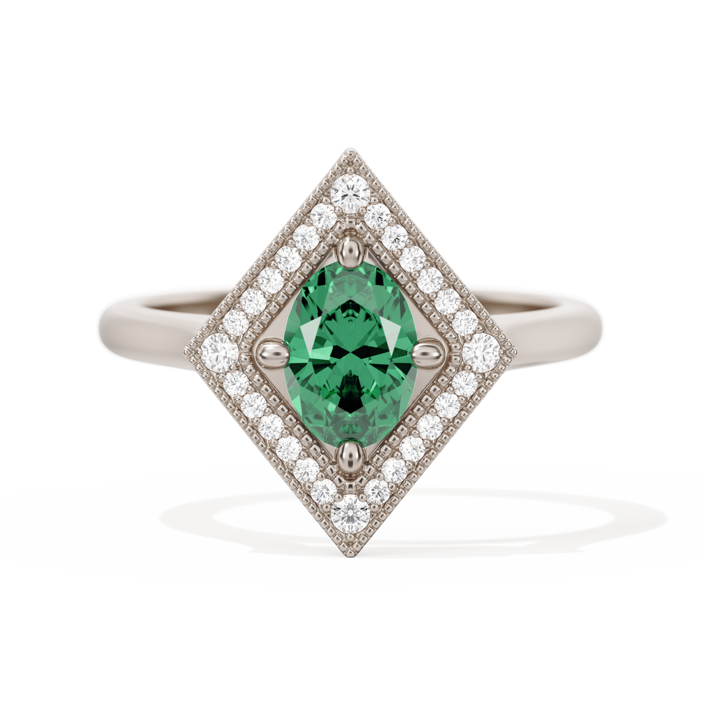 Diamond Shape Halo Oval