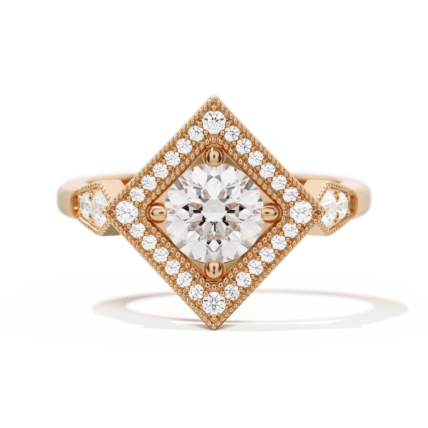 Diamond Shape Halo Round