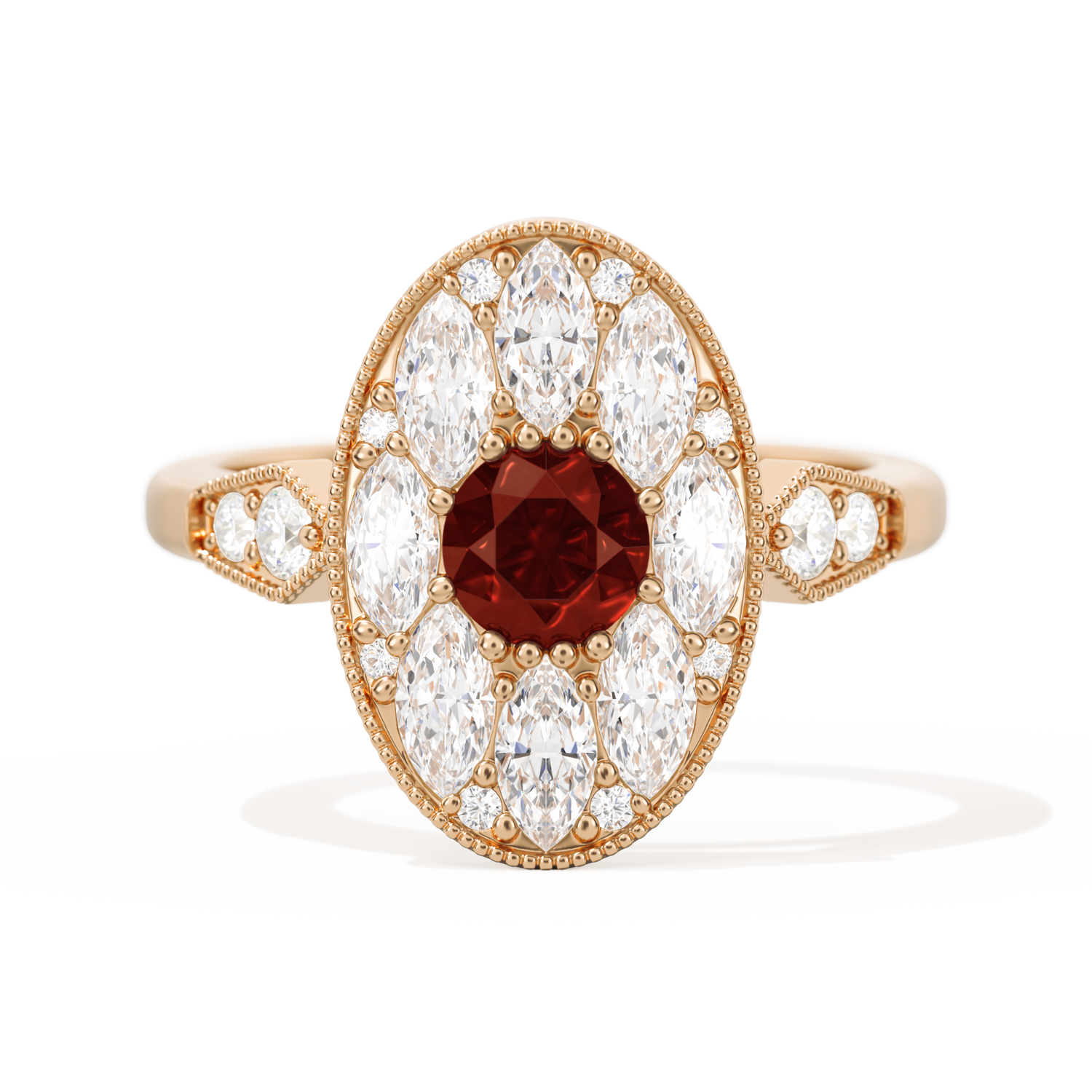 Round with Feather Marquise