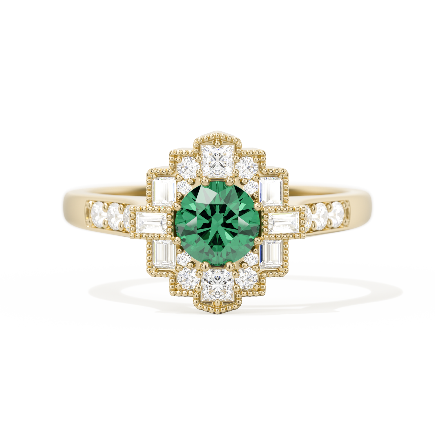 Square Deco with Round Brilliant Cut