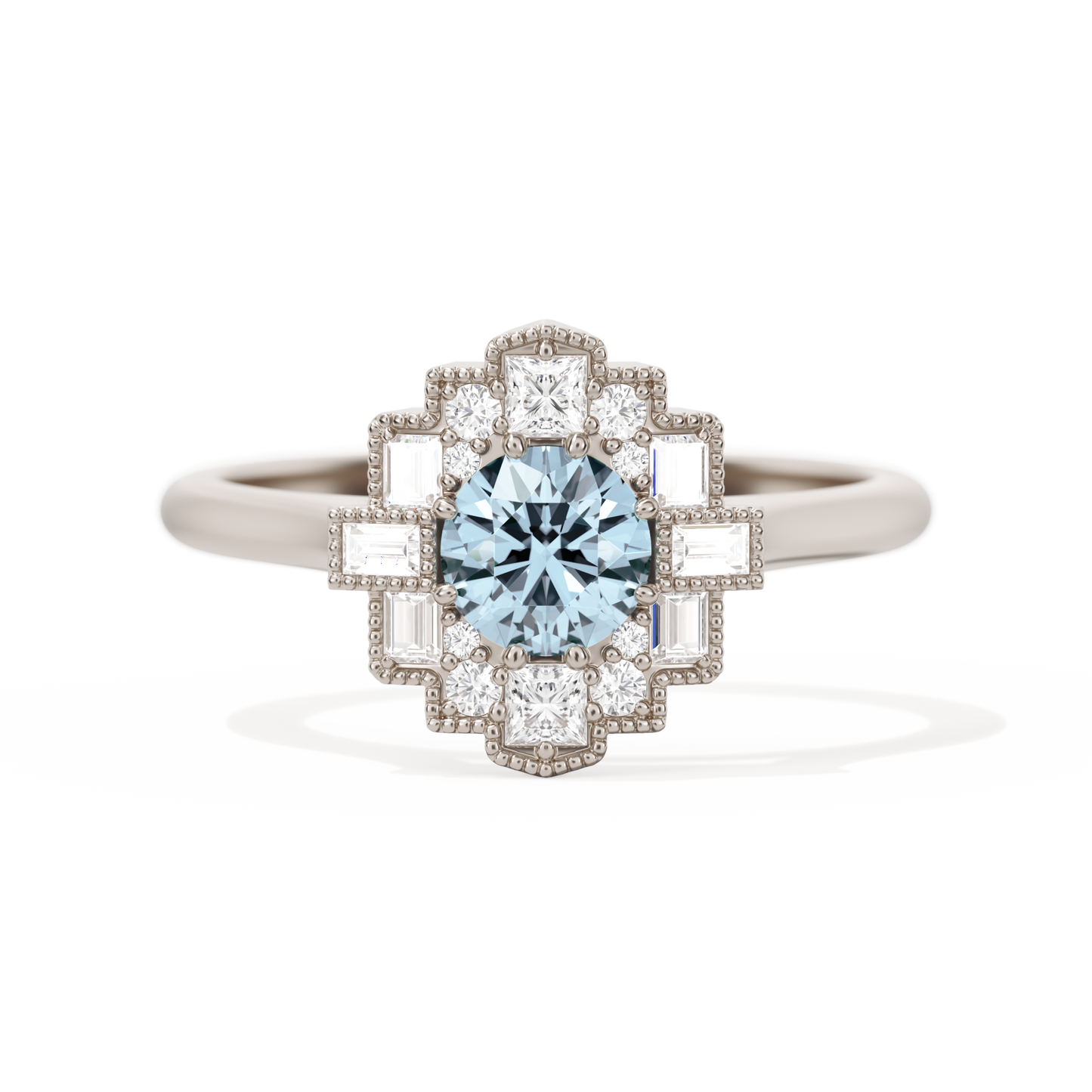 Square Deco with Round Brilliant Cut