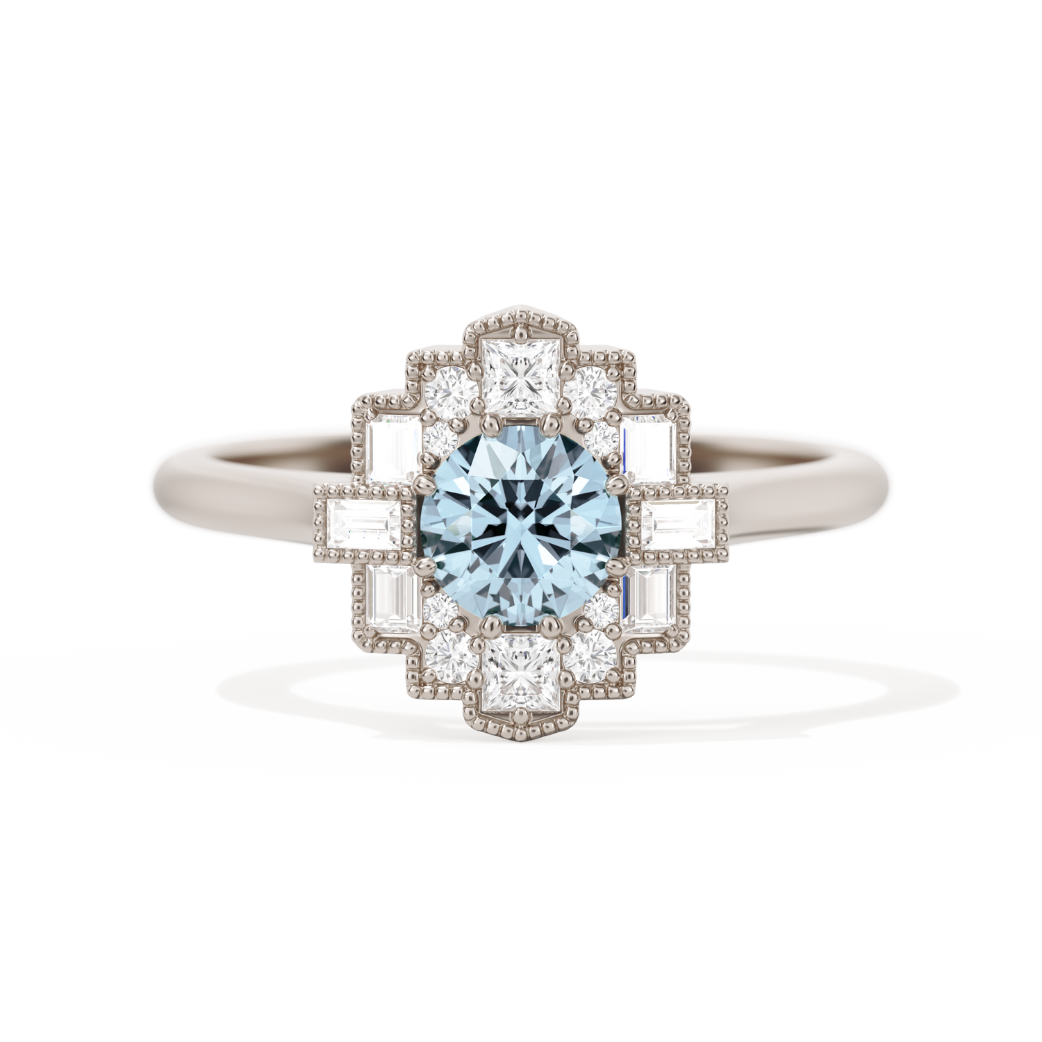 Square Deco with Round Brilliant Cut