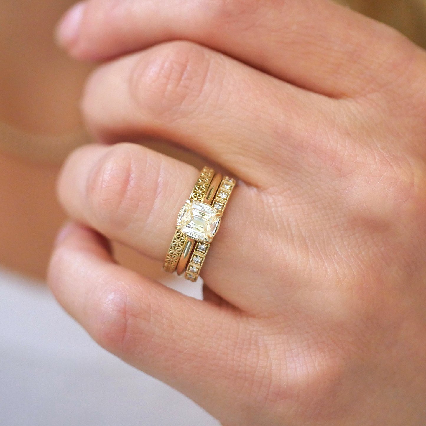 Yellow Cushion Scissor Cut Solitaire Ring