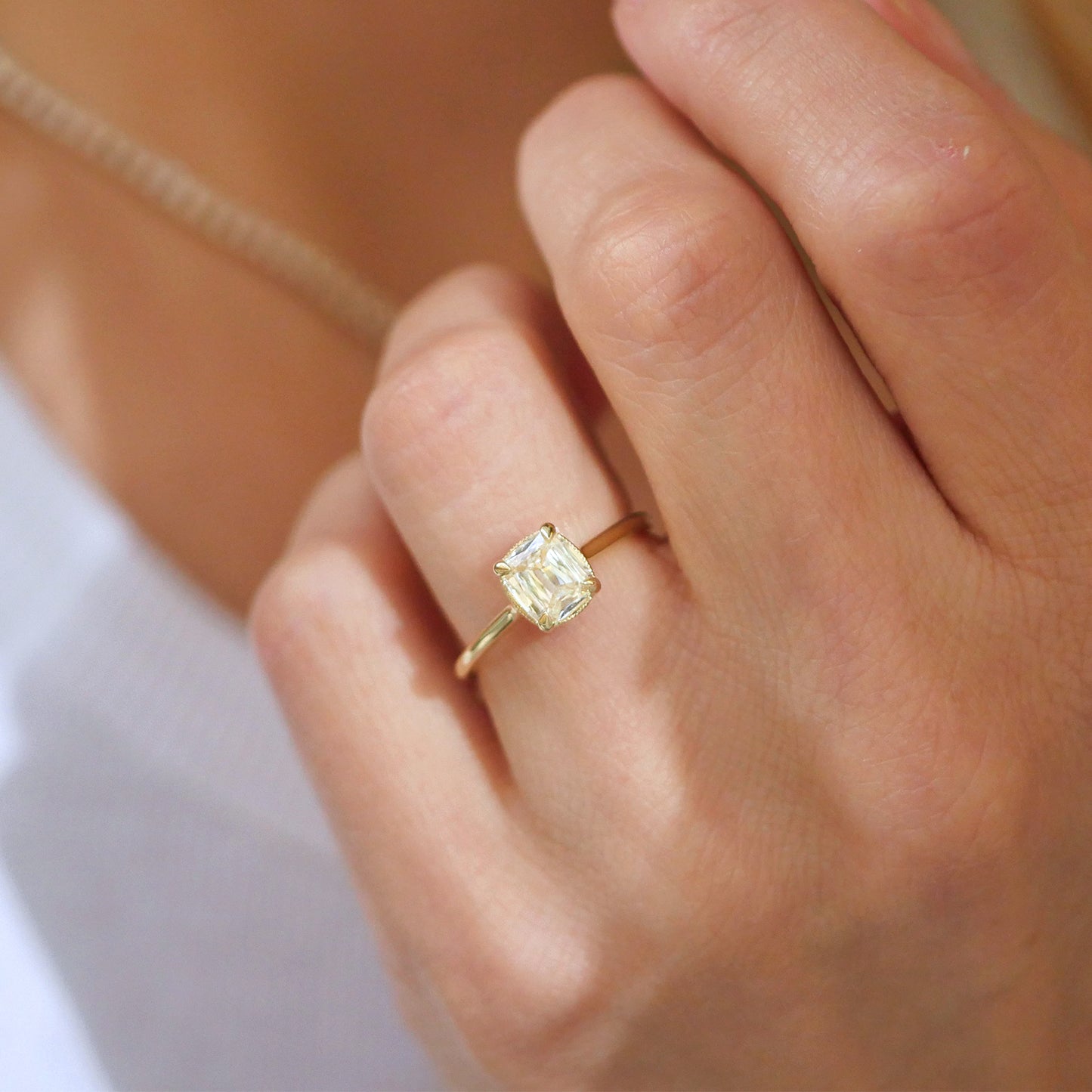 Yellow Cushion Scissor Cut Solitaire Ring