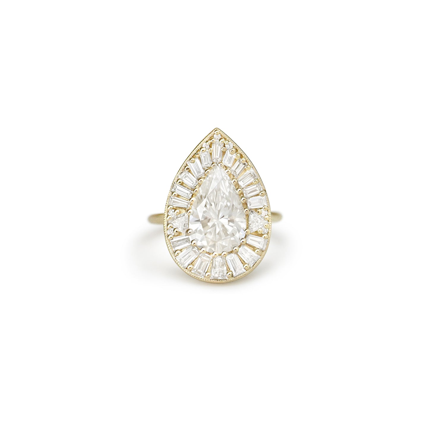 Custom Pear Shape Baguette & Trillion Ballerina Diamond Mosaic Ring