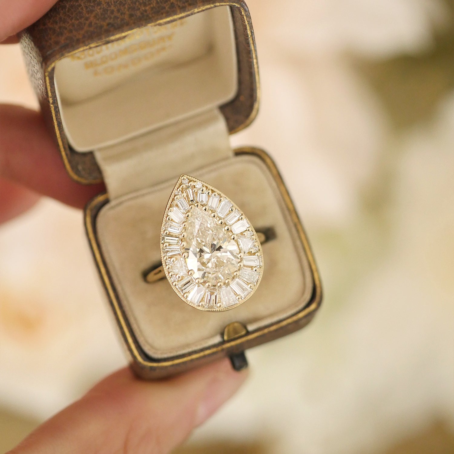 Custom Pear Shape Baguette & Trillion Ballerina Diamond Mosaic Ring