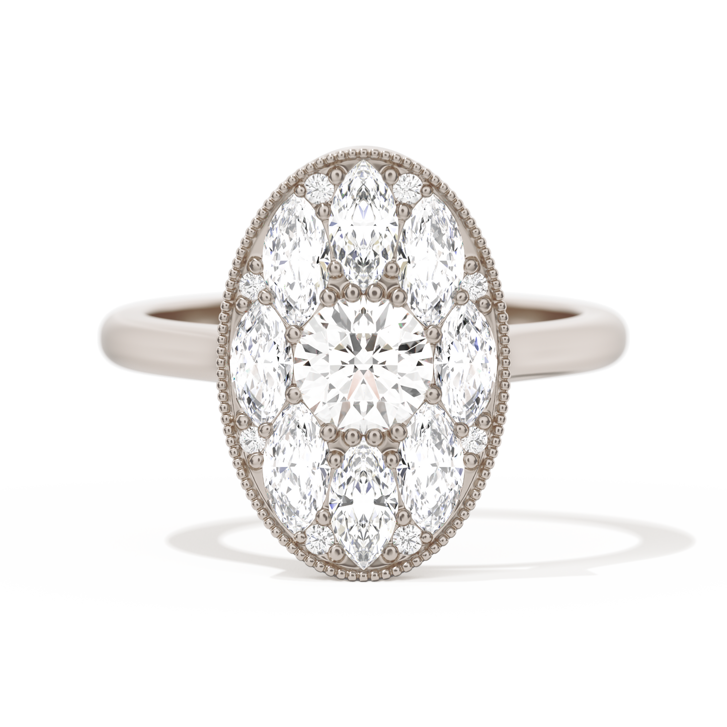 Round with Feather Marquise