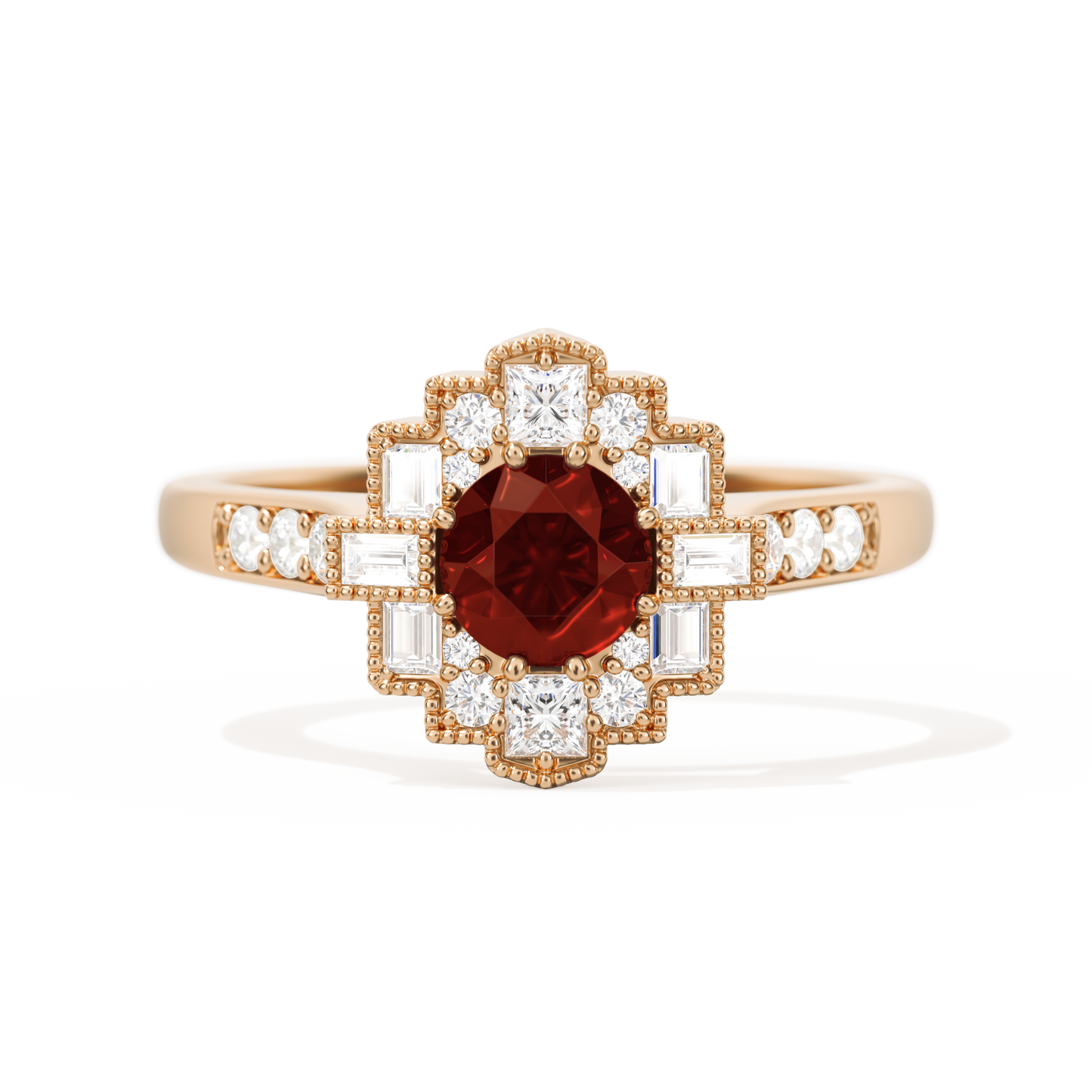 Square Deco with Round Brilliant Cut