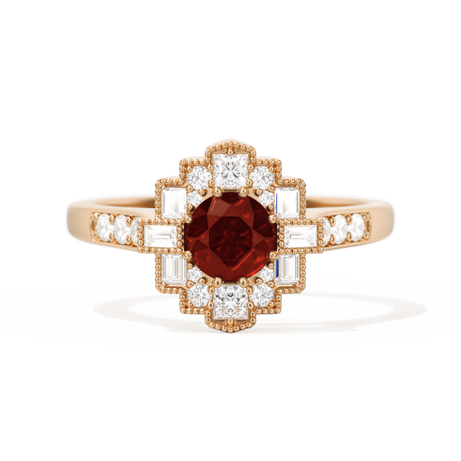 Square Deco with Round Brilliant Cut