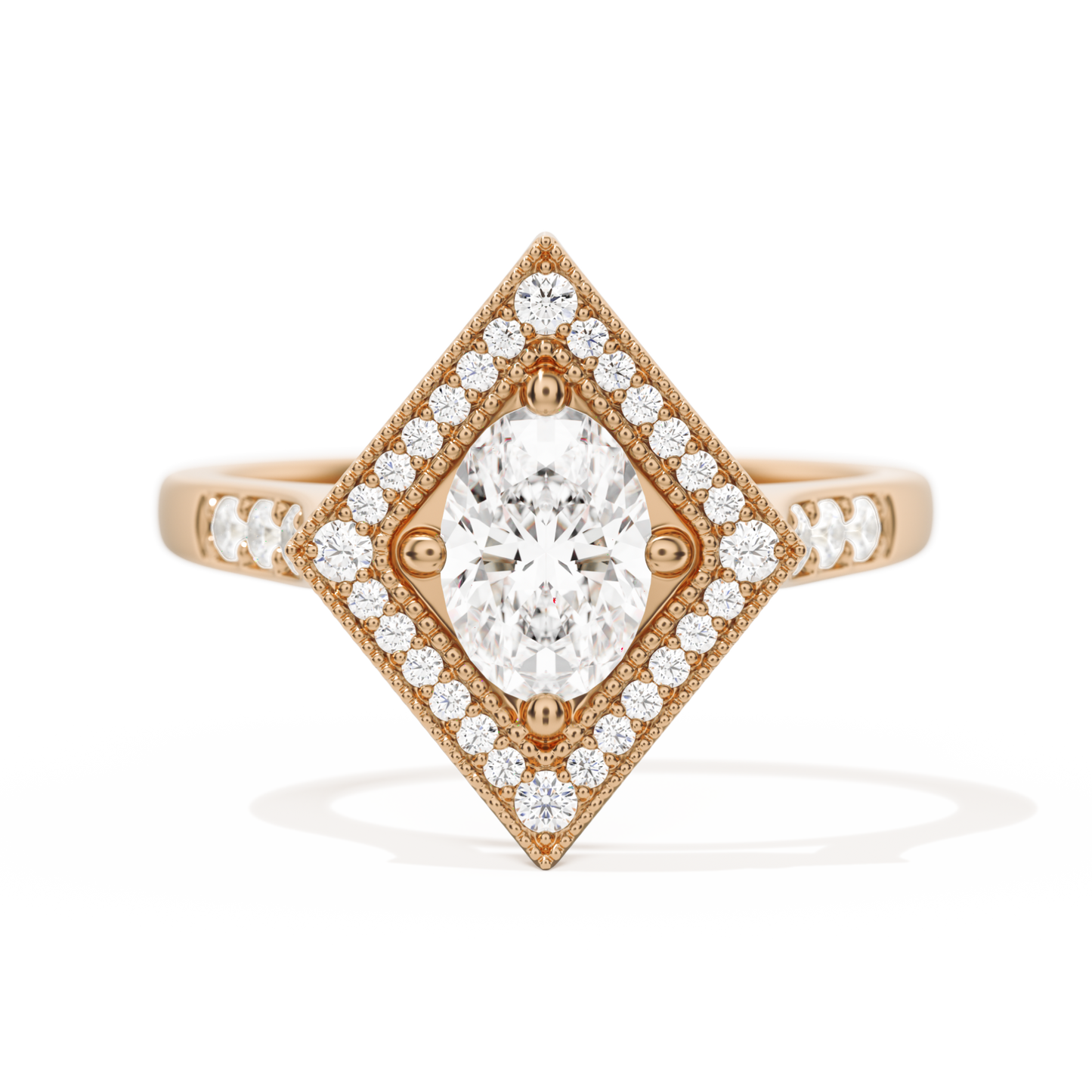 Diamond Shape Halo Oval