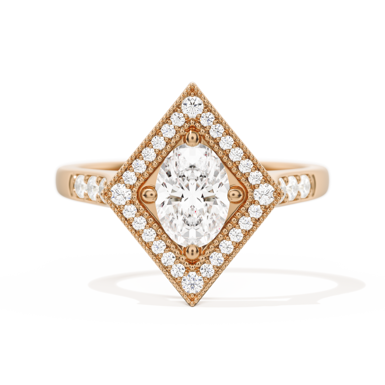 Diamond Shape Halo Oval