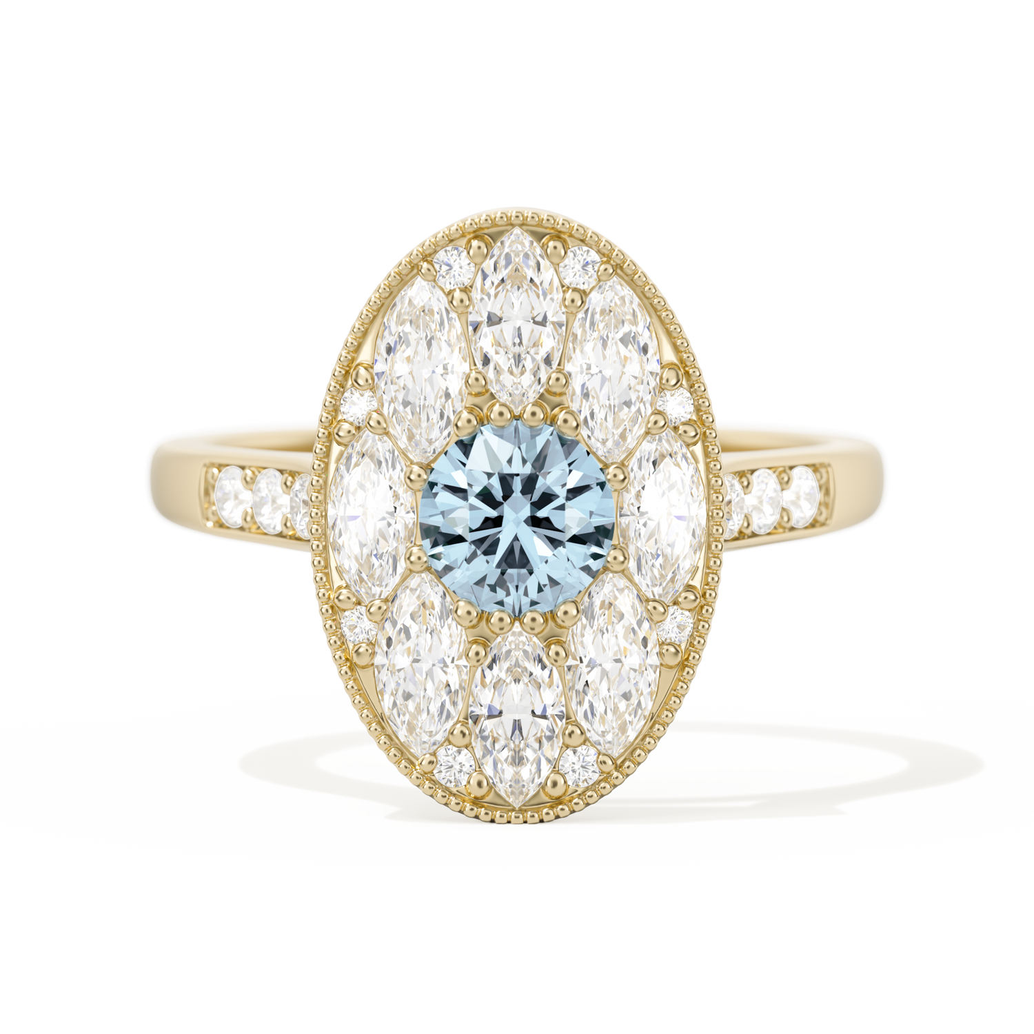 Round with Feather Marquise