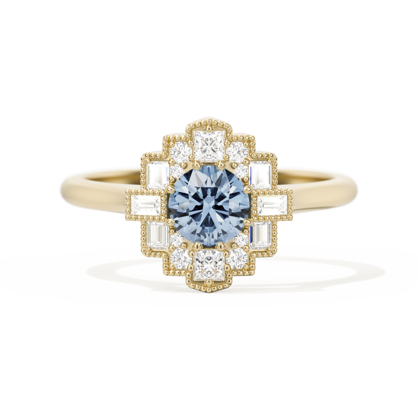 Square Deco with Round Brilliant Cut